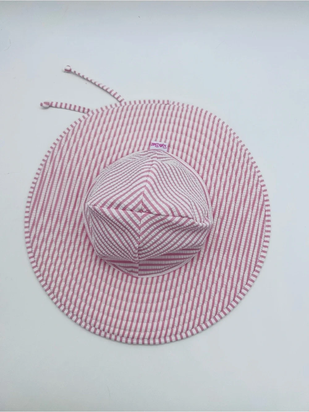Ruffle Butts Pink and White Striped Sun Hat Size 12m-2T
